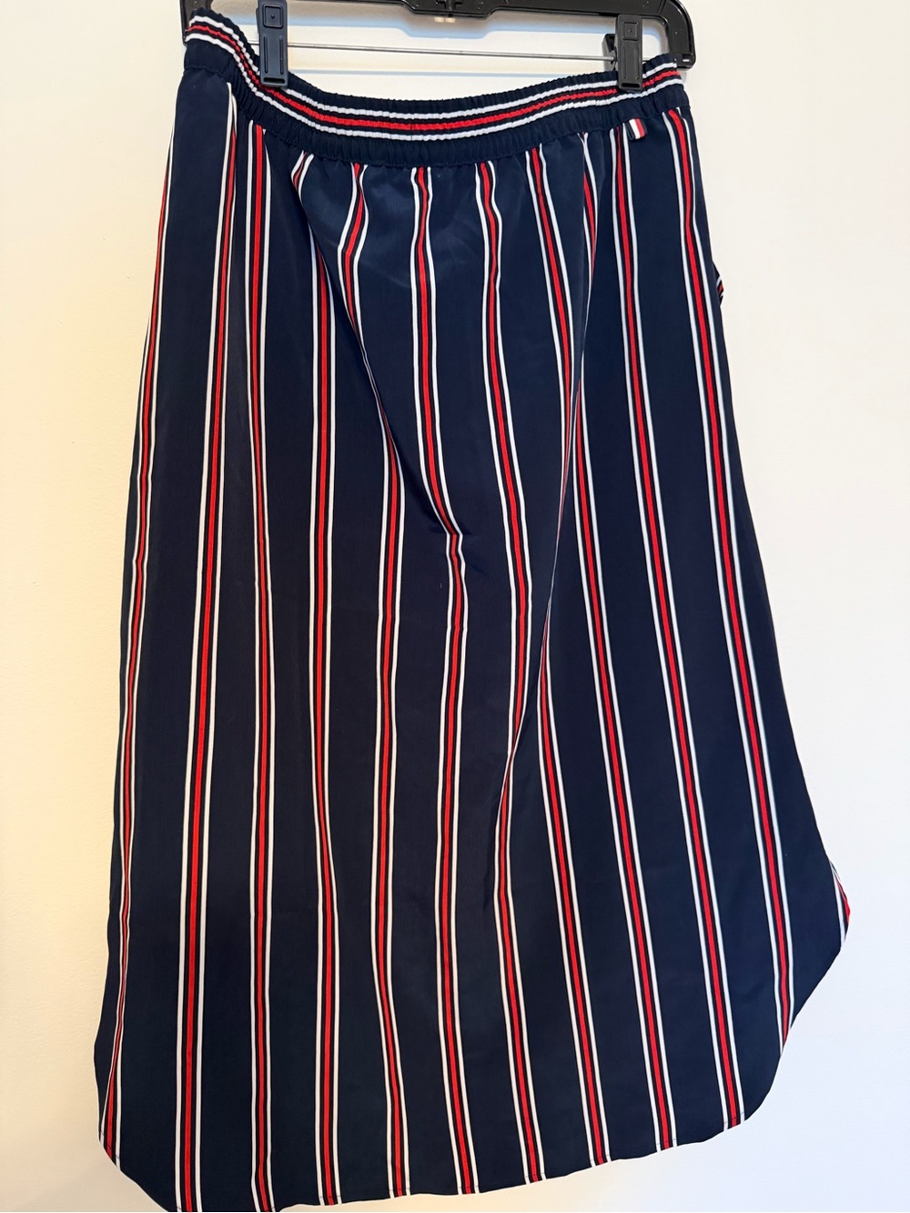 Tommy Hilfiger Woven Stripe Button-Front Midi Skirt - Navy/Red/white- NWT - Picture 3 of 6